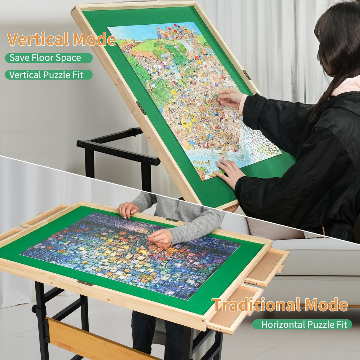 ALL4JIG 2000 Pieces Puzzle Board for Adults Gifts, Wooden Jigsaw Puzzle Table with 4 Drawers, 360°Rotating Panel & Locking Knob, Vertical Usage Option ALL4JIG