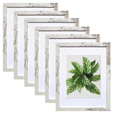 SESEAT 11x14 Picture Frame, Display Pictures 8x10 With mat or 11x14 Prints Without Mat, Wall Mounting, Distressed White, 6PCS SESEAT