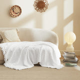 Bedsure Throw Blanket for Couch – White Versatile Knit Woven Chenille Blanket for Chair, Super Soft, Warm & Decorative Blanket with Tassels for Bed, Sofa and Living Room (White, 50 x 60 inches) Bedsure