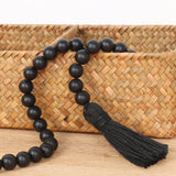 RAMIRABI Wood Beads Garland with Tassels Farmhouse Beads Rustic Prayer Beads Boho Beads for Boho Home Decor,Wall Hanging Decoration (Black) RAMIRABI