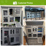 GUTINNEEN Rabbit Hutch Indoor Outdoor Bunny House Guinea Pig Cage on Wheel with Plastic Tray 47inch GUTINNEEN