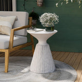 COSIEST Outdoor Side Table, Mushroom Shaped MgO Accent Table, Lightweight Patio End Table w Round Base, Top Plant Stand for Garden and Deck, Spotted White COSIEST