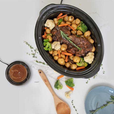Kenmore 7 Quart Slow Cooker Programmable Kitchen Appliance Dipper Sauce-Warmer Stainless Steel Digital Display One-Touch Controls Braise Simmer Sous Vide Stew Soup Chili Curry Black and Silver Koolatron