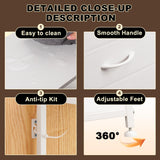 EKNKOZY Dresser TV Stand with 8 Drawers, Dresser TV Stand with LED Lights & Power Outlets, Bedroom Dresser, Chest of Drawers for 55'' Long TV, Wide Fabric Dresser (White) EKNKOZY