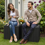 Greesum 31 Gallon Deck Box for Outside, All Weather Outdoor Storage Boxes for Patio Furniture Set, Package Delivery Box, Garden Tools, Black(Set of 2) Greesum