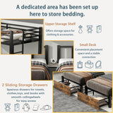 FULLJOJOR Triple Bunk Bed for Kids,Detachable TwinXL Over Twin Over Twin Metal Bunk Bed with Guardrails,Ladder & Storage,Converts to 3 Separate Beds,Easy to Assemble(3 Bunk Beds for Kids) FULLJOJOR