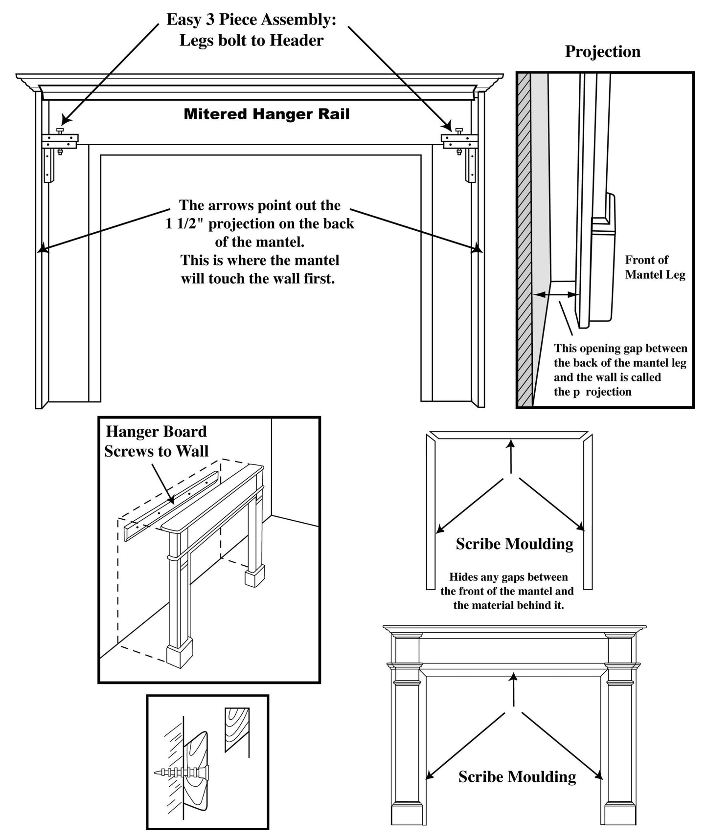 Pearl Mantels 134-48-30 Deauville Fireplace Mantel, 48-Inch, Fruitwood