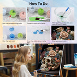 HEIBAGO Halloween Framed Paint by Numbers Kit for Adults, Skull Paint by Numbers for Beginner, Skeleton Adult Paint by Number Kits on Canvas, Painting by Numbers for Gift Home Wall Decor 12 * 16 inch HEIBAGO