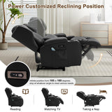 DRMBOOK Power Recliner Chair Set of 2, Faux Leather Wall Hugger Reclining Sofa, Double Electric Home Movie Sofa with Massage & Heat, 2 Person Recliner Set with LED Light for Living Room RV, Black DRMBOOK