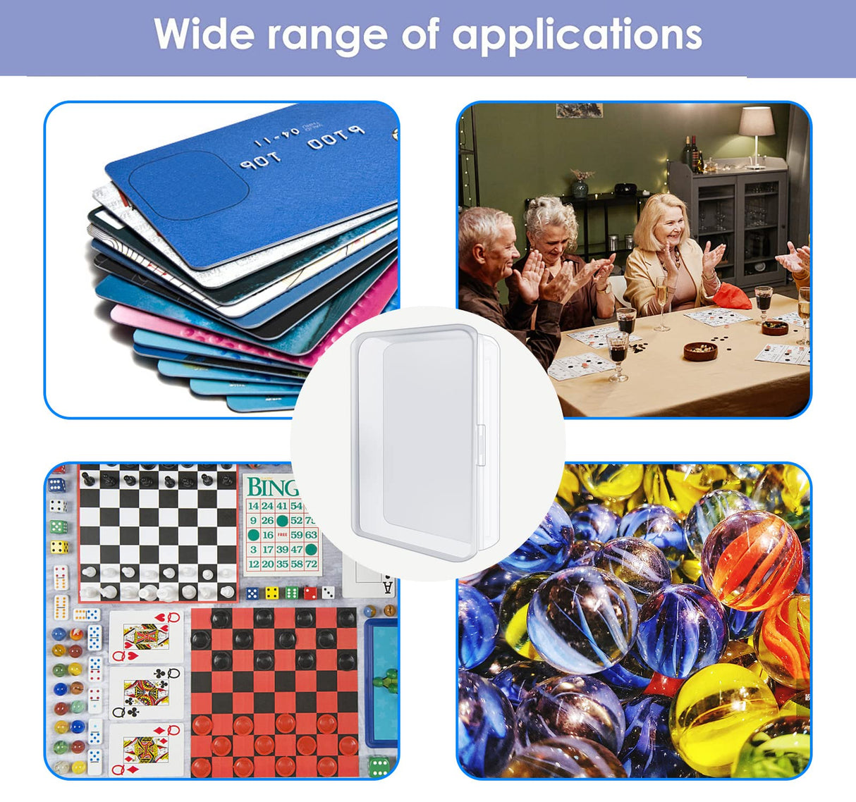 IOKUKI 4 Pcs Blank Playing Card Case, Clear Card Deck Box, Plastic Playing Game Card Storage Box Holder for Bank Card, Business Card, Game Card, PTCG Cards IOKUKI