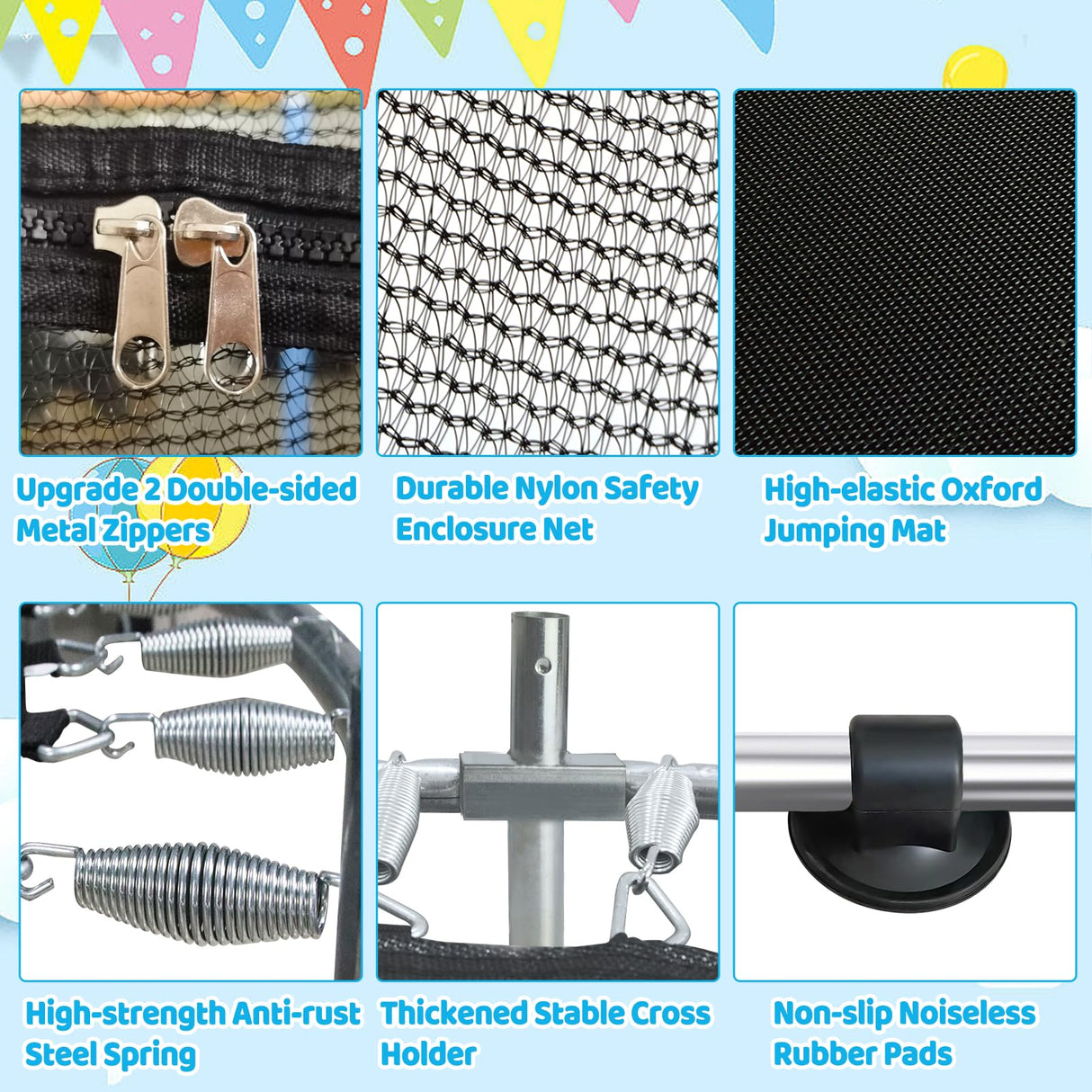 Toddler Trampoline for Kids Ages 1-8, 55'' Small Trampoline with Safety Enclosure Net, Indoor & Outdoor Baby Mini Trampolines, No-Gap Safe Design for Toddlers Jump, Gifts for Children & Boys & Girls SZBOB