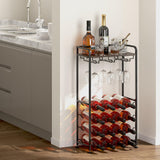 IBEDMAZIE Freestanding Floor Wine Rack,16 Bottles Wine Shelf for Kitchen,Dining Room,Home,Office, Bar,Perfect Combination of Wood and Metal, Easy to Install IBEDMAZIE