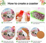 8 Pcs Diamond Art Coasters Kits - All Season Diamond Painting Coasters with Holder Cork Pads DIY Truck Art Dots Painting Set for Adults Beginners Crafts Meothan