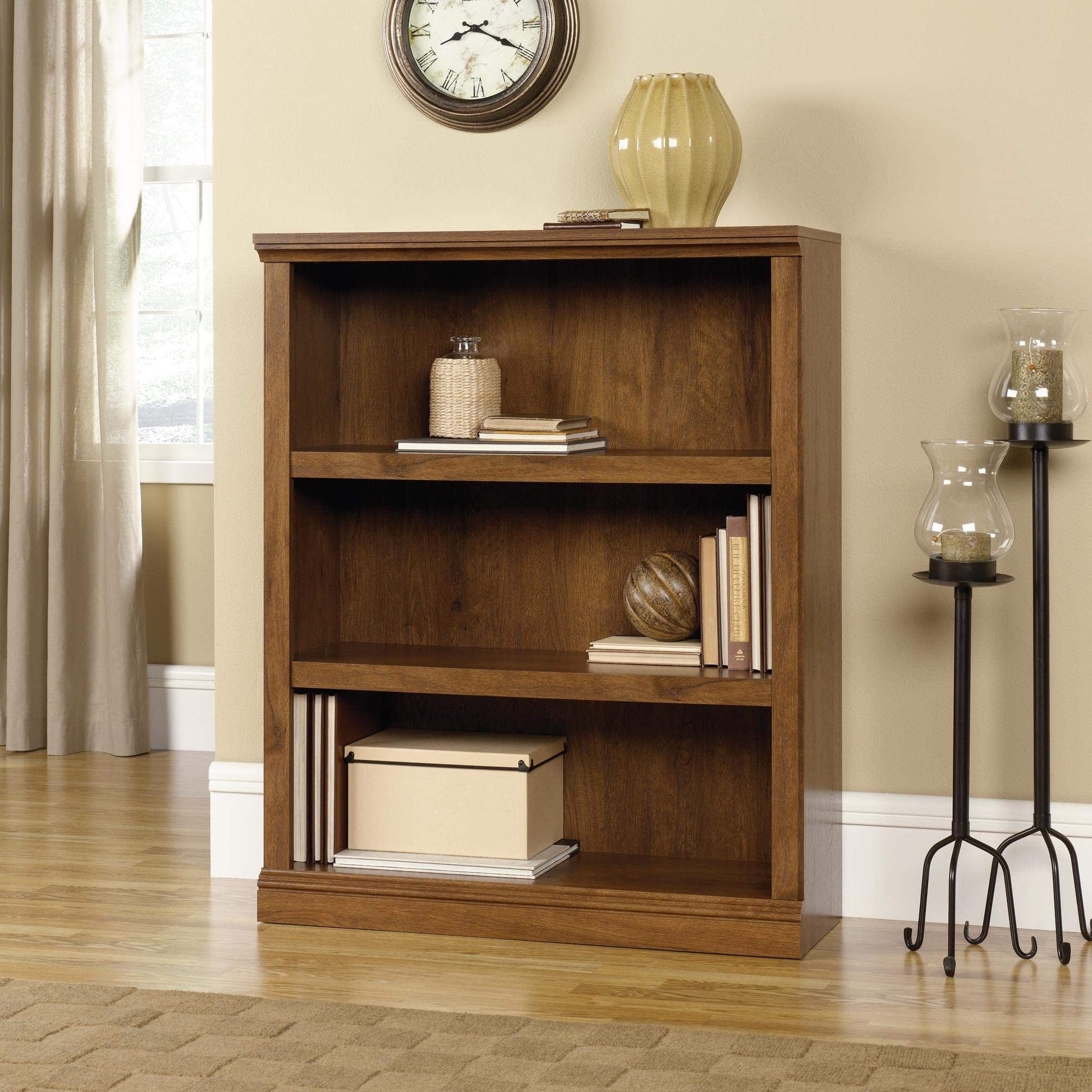 Sauder Miscellaneous Storage 3-Shelf Bookcase/ Book shelf, Oiled Oak finish - WoodArtSupply