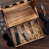 DGWJSU Pistol Rack Gun Safe, Real Wood Handgun Rack Holder for Gun Cabinet Accessories, Rustic Style Gun Rack Organizer for Nightstand, Gifts for Men DGWJSU