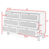 NicBex Rattan Dresser for Bedroom with 6 Drawers,Modern Cannage Rattan Wood Closet Chest of Drawers,Rattan Storage Dresser for Closet, Bedroom,Living Room,Hallway,Natural Walnut NicBex