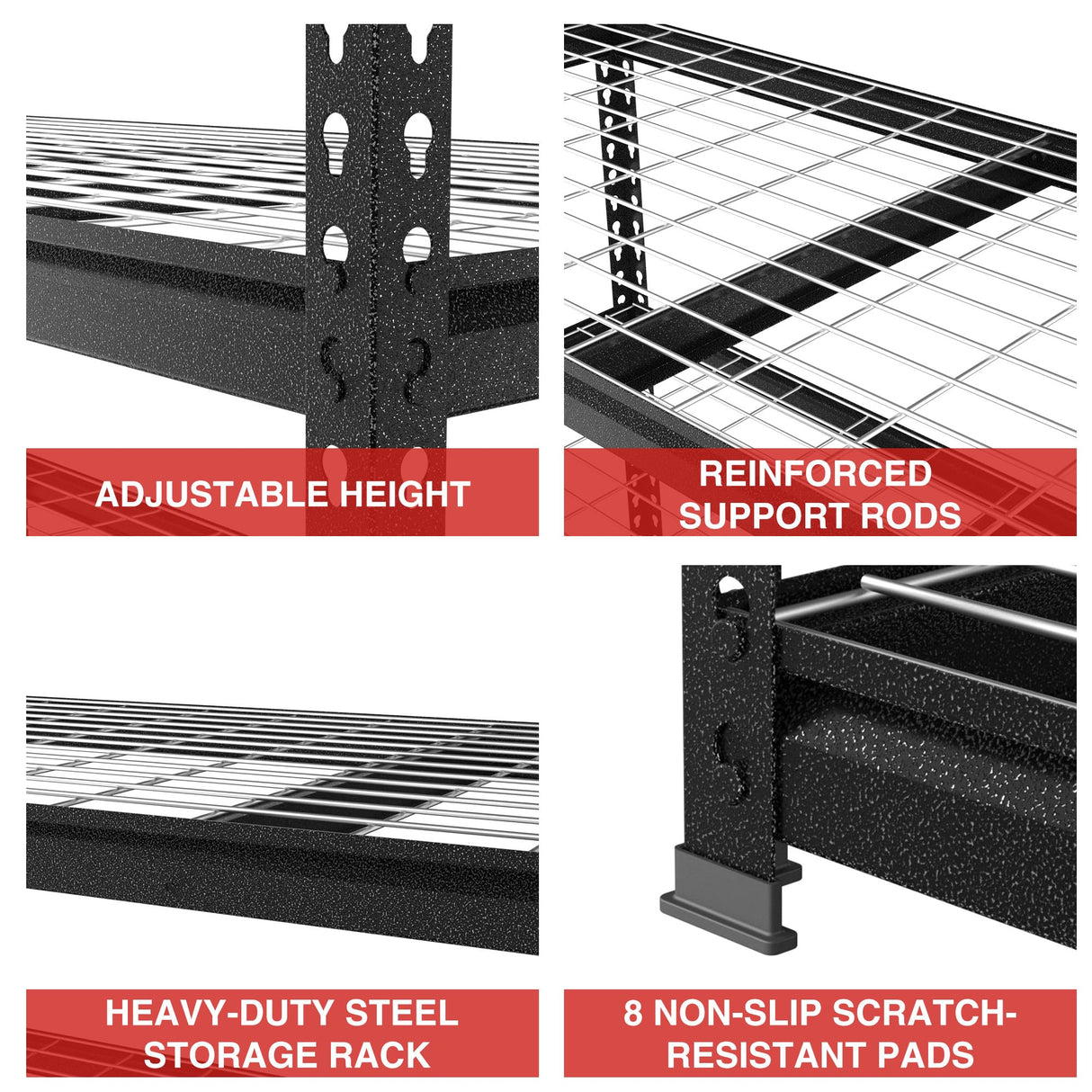 WORKPRO Heavy Duty Shelving - 5-Tier, 48'W x 24'D x 72'H, Adjustable Metal Shelves for Garage, Basement, Warehouse, Workshop - Black/Sliver WORKPRO