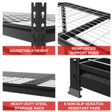 WORKPRO Heavy Duty Shelving - 5-Tier, 48'W x 24'D x 72'H, Adjustable Metal Shelves for Garage, Basement, Warehouse, Workshop - Black/Sliver WORKPRO