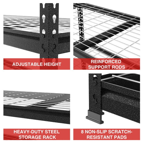 WORKPRO Heavy Duty Shelving - 5-Tier, 48'W x 24'D x 72'H, Adjustable Metal Shelves for Garage, Basement, Warehouse, Workshop - Black/Sliver WORKPRO