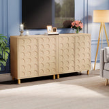 Tribesigns Buffet Sideboard Set of 2, 57-Inch Large Buffet Cabinet with Storage and 4 Doors, Modern Credenzas Coffee Console Accent Cabinet for Entryway, Kitchen, Living Room, Natural Tribesigns