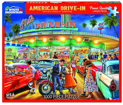 White Mountain Puzzles American Drive-in - 1000 Piece Jigsaw Puzzle