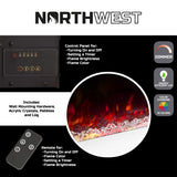 Northwest Electric Fireplace - 50 Inch Wall Mounted Fireplace with 10-Color LED Flames, 3 Backgrounds, Adjustable Brightness, and Remote (White) Northwest