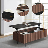 GIA Home Furniture Series 40" Lift-Top Coffee Table with Hidden Storage Compartments, Fluted Coffee Center Table for Living Room, Home Office, Black Marble Walnut GIA