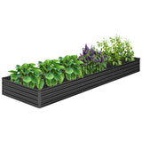 DIIYIV 2PCS 12x4x1FT Galvanized Raised Garden Bed Kit,Vegetable Boxes-Rectangle Metal Flower Box,Large Planter Raised Beds Outdoor Garden for Planting,Fruit,Herb-Black DIIYIV