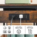 HOOBRO Rustic Brown and Black 5-Tier Bakers Rack with Power Outlets, Microwave Stand, and Storage Baskets HOOBRO