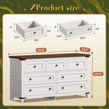 Romorgniz White Dresser, Farmhouse Dresser with Smooth Metal Rails, Wide Large Storage Drawers and TV Stand for Bedroom, Hallway Romorgniz