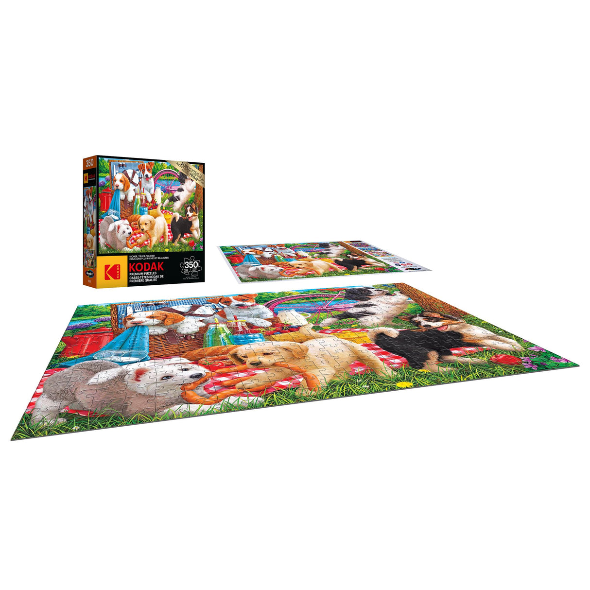 RoseArt - Kodak Premium - Puppies on a Picnic - 350 Piece Jigsaw Puzzle for Adults RoseArt