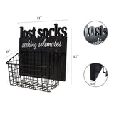 EVA murmure Cutout Letters Lost Socks - Laundry Room Organization, Farmhouse Laundry Room Decor and Accessories - House Decor Rustic Wooden Laundry Sign Wall Decor with Attached Basket - Black EVA murmure