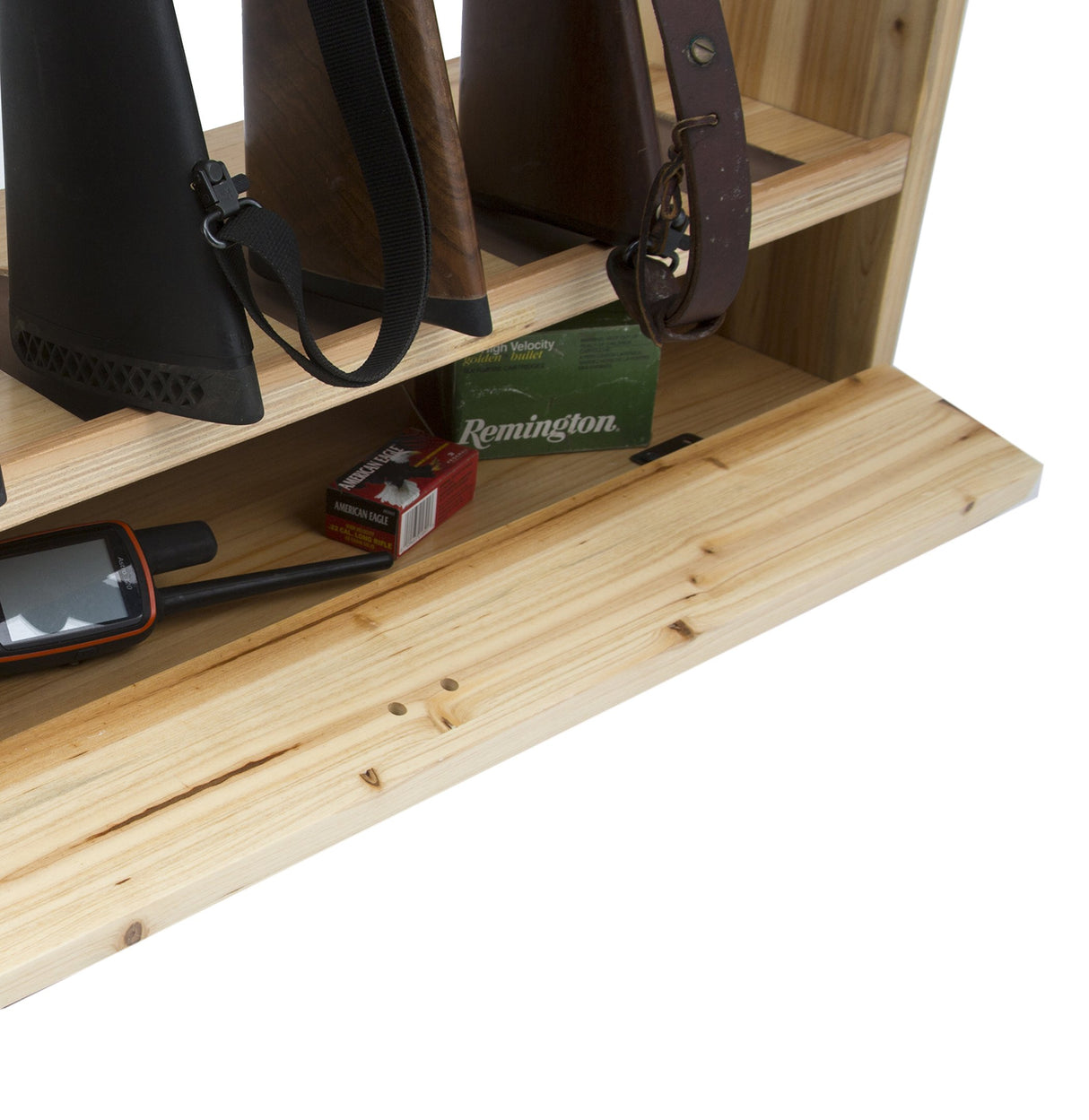 Rush Creek Creations unisex adult Rustic Pine Standing Indoor 6 Rifle Shotgun Storage Rack, Rustic Pine, 34 L x 9.5 W 42 H US Rush Creek Creations