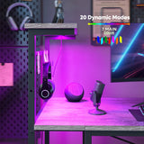 Bestier Gaming Desk with LED Lights, Computer Desk with 4 Tiers Reversible Shelves, 51.3 Inch Home Office Writing Desk with Side Storage Bag, Hooks and Height Adjustable Shelf (Retro Grey Oak) Bestier