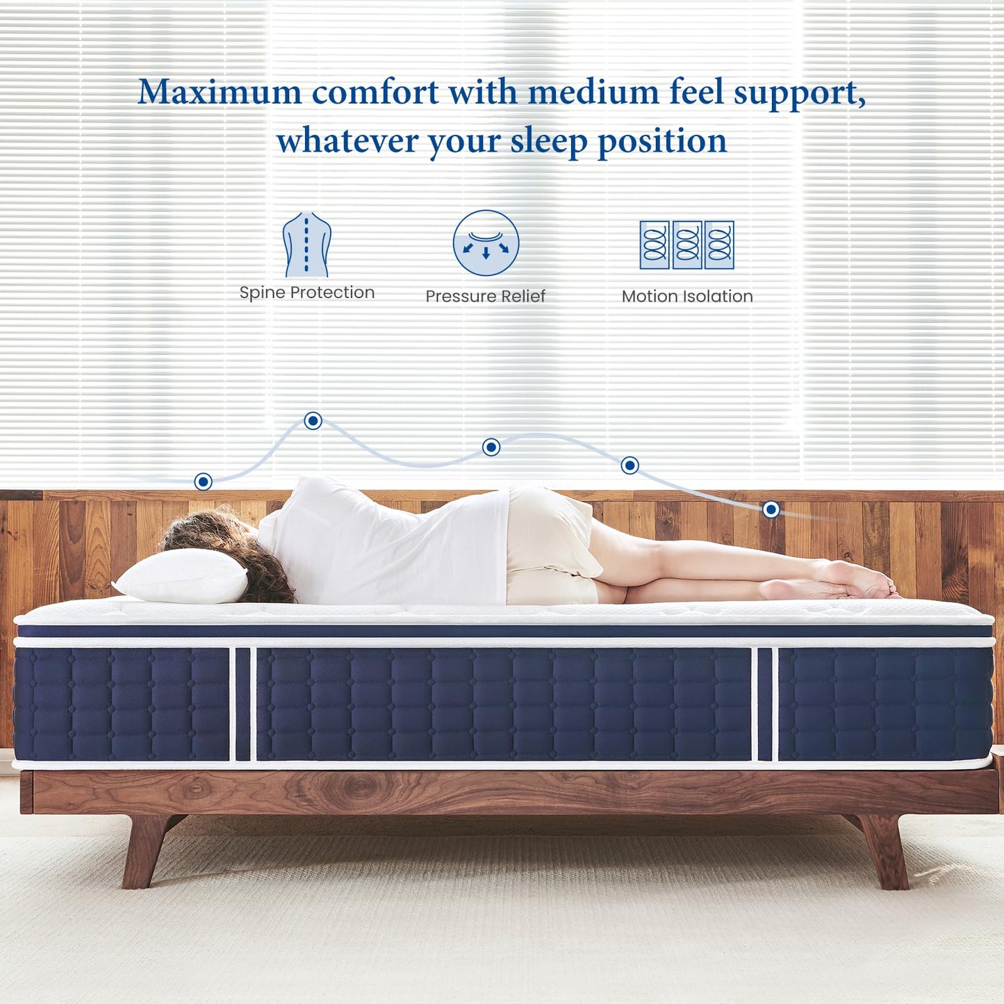 Coolvie Twin XL Mattress 12 Inch, Medium Firm XL Twin Mattress in a Box, Hybrid Individual Pocket Springs with Memory Foam, Cooler Sleep with Pressure Relief and Support