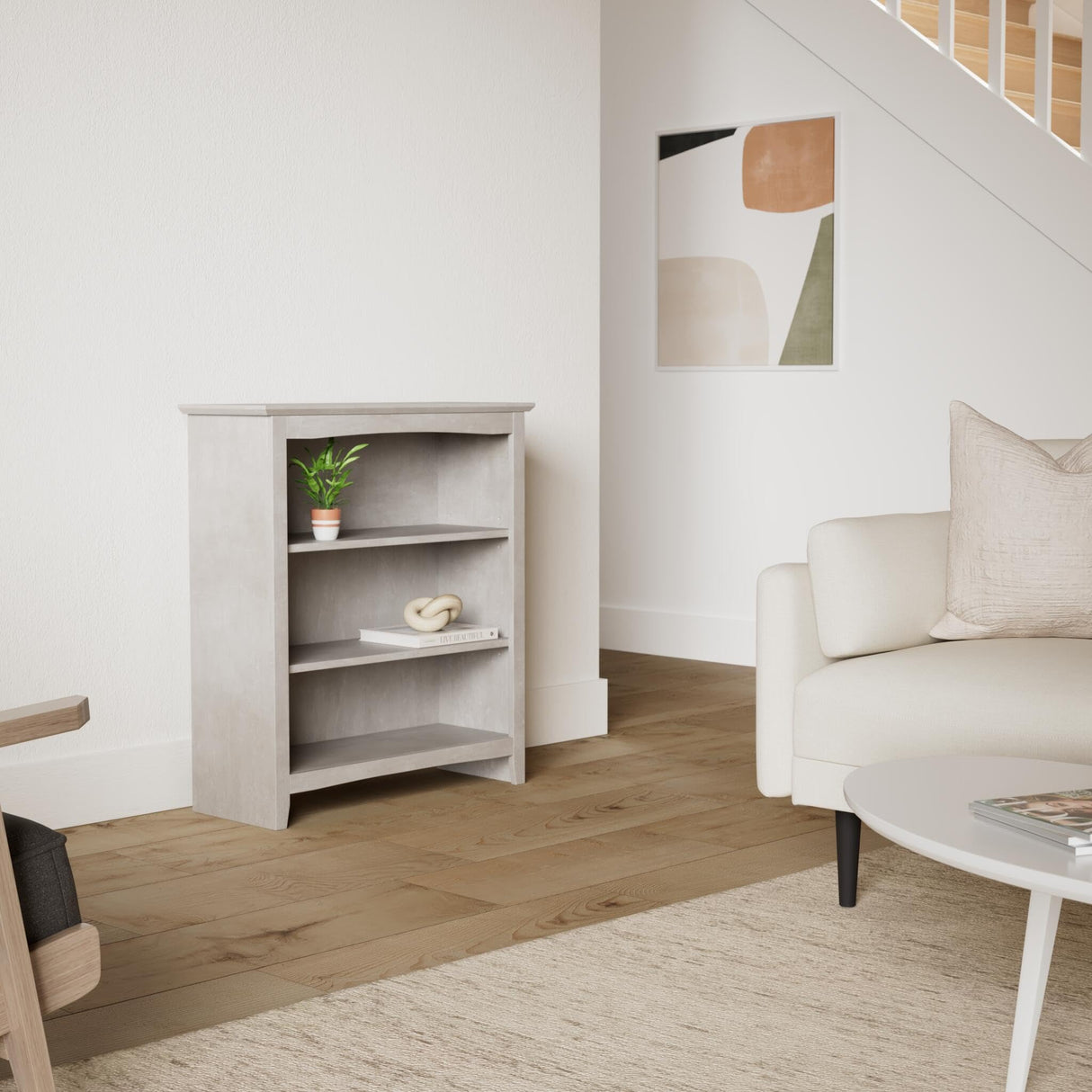 IC International Concepts, Shaker Solid Wood Bookcase, 2 Adjustable Shelves, Solid Real Wood, Sturdy Parawood, Spacious Dimensions 36"H x 28.85"W x 9.84"D, 40 LBS/ Shelf Capacity, Washed Gray Taupe IC INTERNATIONAL CONCEPTS