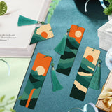 JOOZ Mountain Paint by Numbers Kit for Adults, 4 Pack Wood Bookmarks Paint by Numbers for Book Lovers, DIY Sunset Oil Painting by Number Bookmarks with Tassel for Gift 7x2 Inch JOOZ