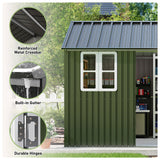 Vanacc 12x10.3x8.1 FT Galvanized Steel Outdoor Storage Shed with a Lockable Hinged Door and 2 Windows, Metal shed for Garden, Backyard, Dark Grey/White VanAcc