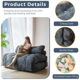 MAXYOYO Folding Sofa Bed, Convertible Sleeper Chair with Pilow Foldable Matress with Back Support, Portable Fold Out Chair Bed Comfy Floor Sofa Lounge for Living Room Bedroom, Dark Grey, Double MAXYOYO