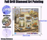 Diamond Art Painting Kits for Adults - Faith Love Hope Full Drill Diamond Dots Paintings for Beginners, Round 5D Paint with Diamonds Pictures Gem Art Painting Kits DIY Adult Crafts Kits 12x16inch Legrace