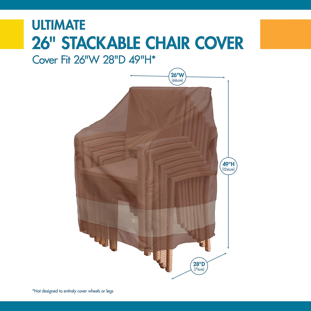 Duck Covers Ultimate Waterproof 28 Inch Stackable Patio Chair Cover, Outdoor Chair Covers Duck Covers