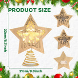 Nativity Christmas Tree Topper Lighted Star Tree Topper Treetop for Christmas LED 3D Nativity Theme Christmas Tree Decorations Wooden Treetop Xmas Tree Decor Ornaments Nativity Tabletop 10 X 8.5 in Justforjoyful