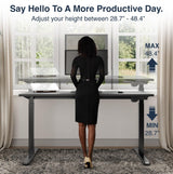 Desky Single Sit Stand Desk - Adjustable Standing Desk - Ergonomic Sit & Stand Up Desk - 71x29.5" Electric Standing Desk - Adjustable Height Table - Sit to Stand Desk - Height Adjustable Desk, Black Desky