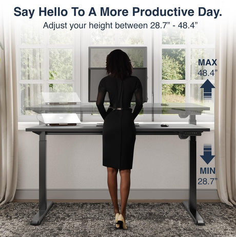 Desky Single Sit Stand Desk - Adjustable Standing Desk - Ergonomic Sit & Stand Up Desk - 71x29.5" Electric Standing Desk - Adjustable Height Table - Sit to Stand Desk - Height Adjustable Desk, Black Desky