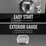 Kenmore 3-Burner Propane BBQ Grill, 30,000 BTUs Gas Grill with Cast Iron Cooking Grates, Folding Side Tables & Wheels, Outdoor Grill with Tool Hooks, Black Kenmore