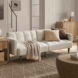 mopio Aaron Couch, Small Sofa, Futon, Sofa Bed, Sleeper Sofa, Loveseat, Mid Century Modern Futon Couch, Sofa Cama, Couches for Living Room, Bedroom (Pearl White, Boucle) mopio