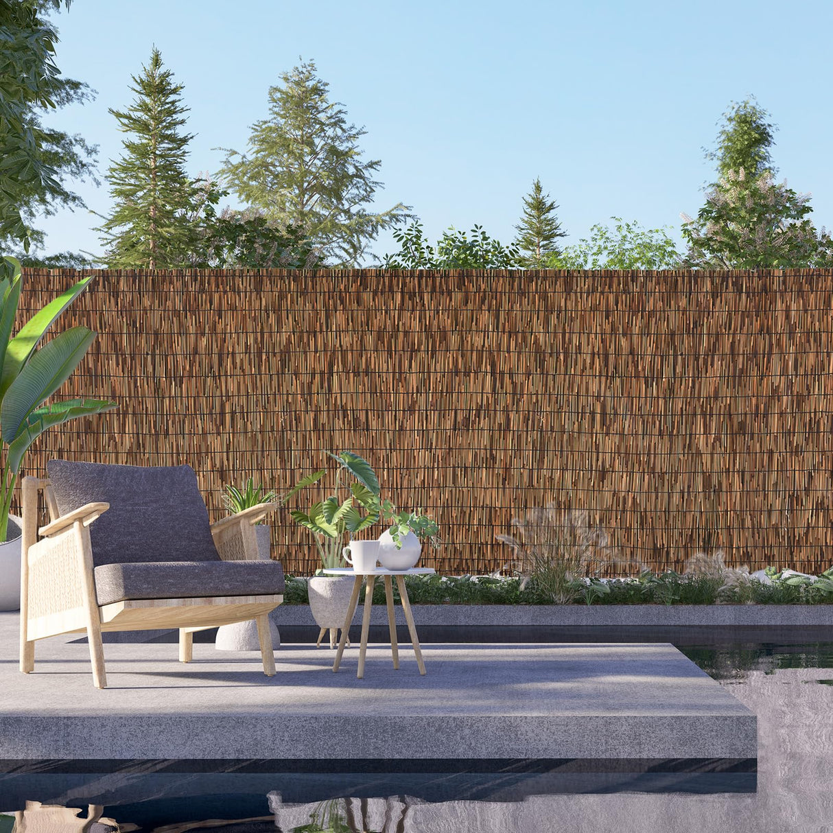 SHYDZYYC Brown 6FT X 16.4FT Reed Fencing Roll, Balcony Privacy Reed Shade Bamboo Fencing Garden Fence Border, Wind Block Sunshade Fence Screen for Outdoor Yard Patio Flower Bed Edge SHYDZYYC