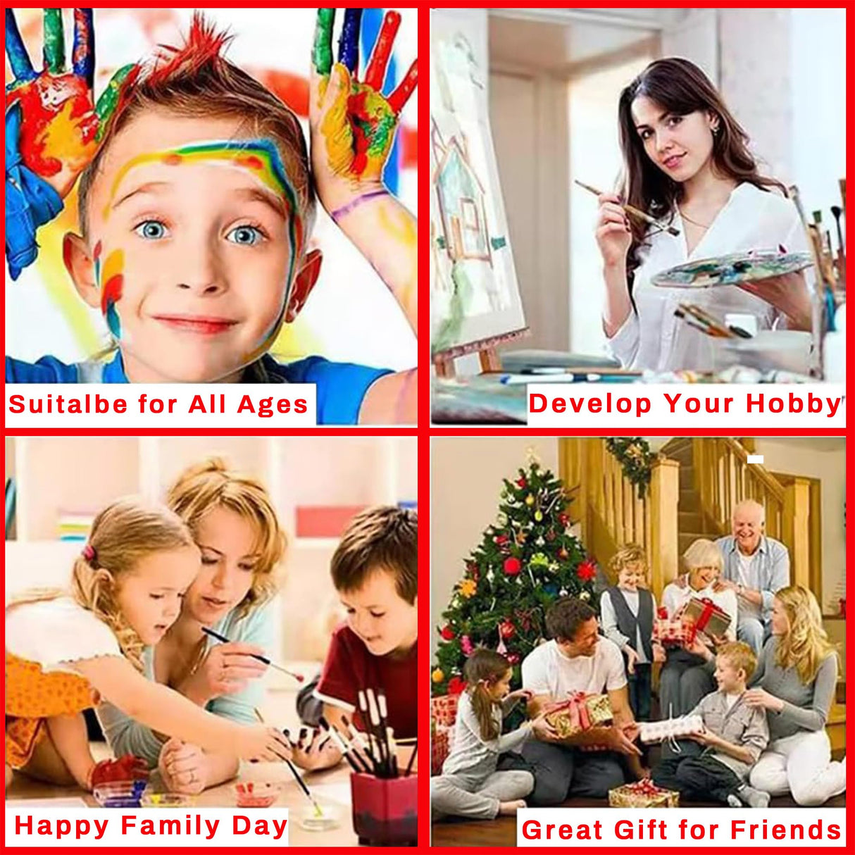 ajepon 6 Pack Paint by Numbers for Adult Kit Christmas - Christmas Adult Paint by Numbers Kits, Paint by Numbers Kit on Canvas Without Frame Oil Painting Acrylic Paints for Home Wall Decor 12X16inch ajepon