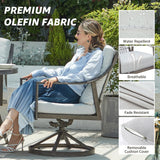 NATURAL EXPRESSIONS 7 Piece Patio Dining Table Outdoor Furniture Set for 6, 4Pcs Fixed and 2Pcs Swivel Patio Dining Chairs with Olefin Cushions, 65”Large Dining Table with Umbrella Hole NATURAL EXPRESSIONS