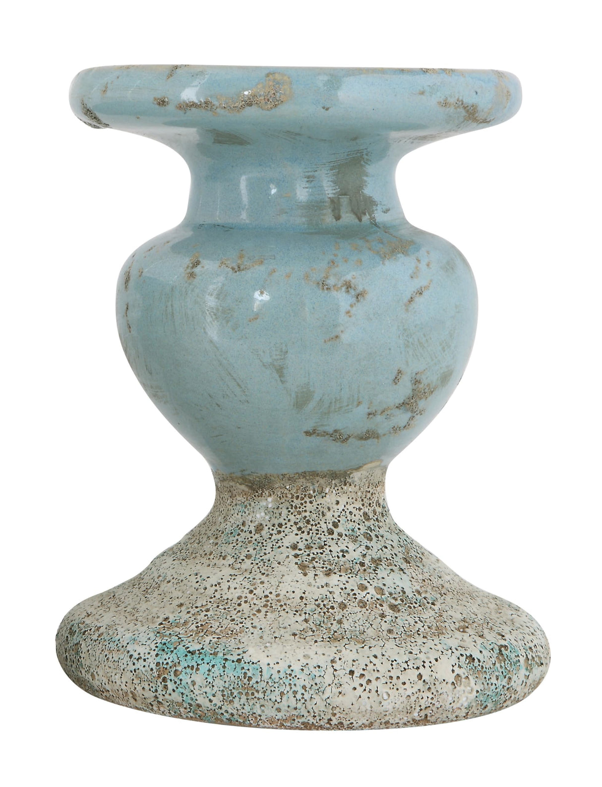 Creative Co-Op Large Distressed Blue Terracotta Pillar Candle Holder Creative Co-Op